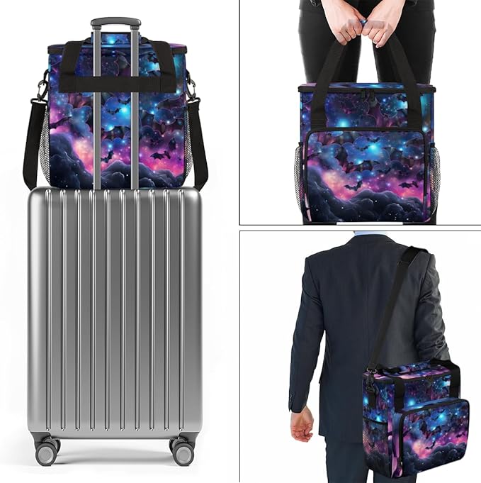 Magical Bat Coffee Maker Carrying Bag Glitter Bat Travel Storage Bag Compatible with K-Mini or K-Mini Plus Single Serve Coffee Brewer Carrying Case with Multiple Pockets &amp Shoulder Strap