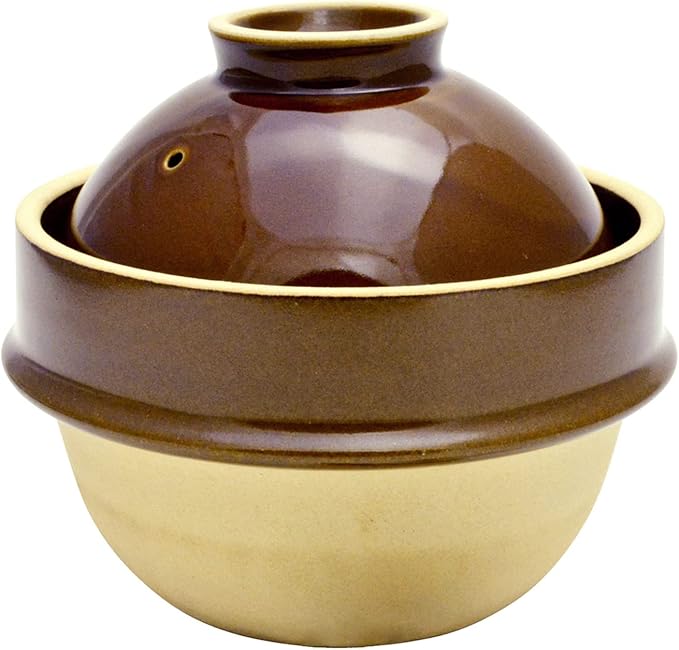Tsukamoto KM-1 Mashiko Ware Rice Earthenware Pot 1 Go Brown 5.5 inches (14 cm) Brown