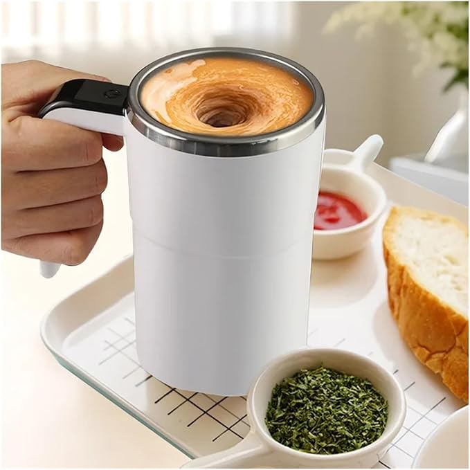 Self Stirring Coffee Mug Magnetic Self Stirring Mug With Digital Temperature Display Electric Mixing Cup For Coffee Milk Tea And Travel UseElectric Stirring Cup(White)