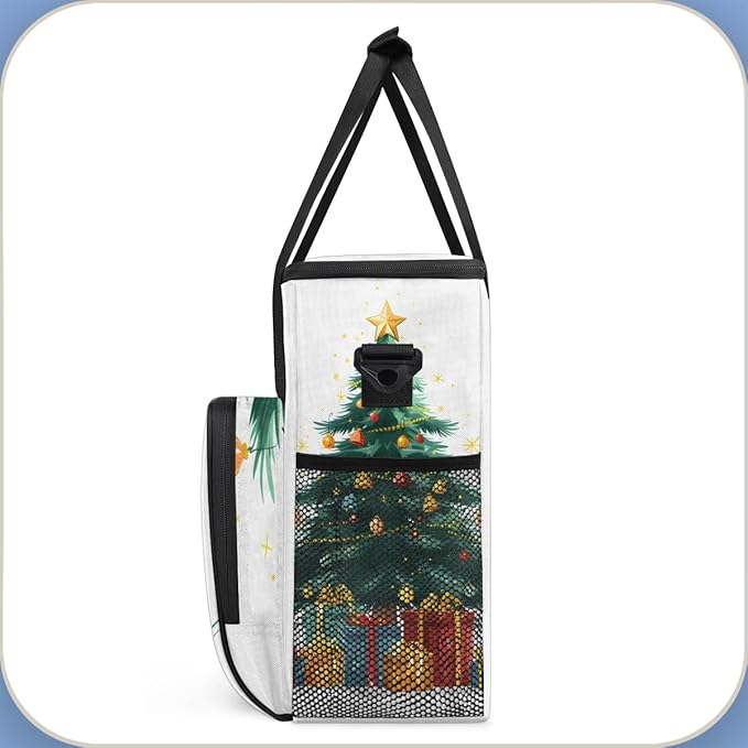 Christmas Gift Coffee Maker Carrying Bag Cartoon Tree Travel Storage Bag Compatible with K-Mini or K-Mini Plus Single Serve Coffee Brewer Carrying Case with Multiple Pockets &amp Shoulder Strap