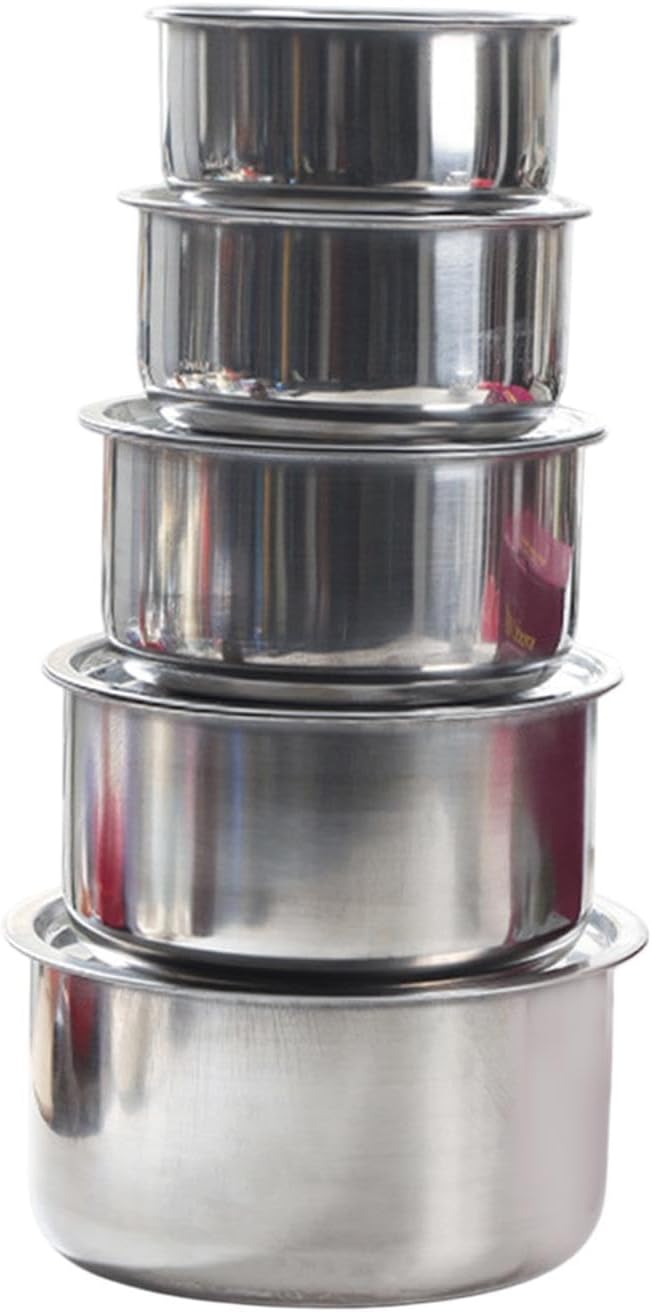 5Pcs Stainless Steel Sauce Pots with Lid Professional Cooking Tools Cookware Kitchen Accessories Kitchenware Stew Pot Set Style A