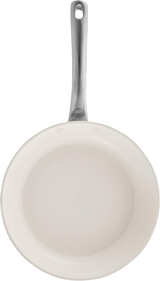 Circulon Halo with LaserDefense Ceramic Nonstick 2-Piece Skillet Set/Frying Pans Made without PFAS Compatible with All Stovetops Dishwasher and Oven Safe 8 Inch and 10 Inch Fry Pans - Pearl White