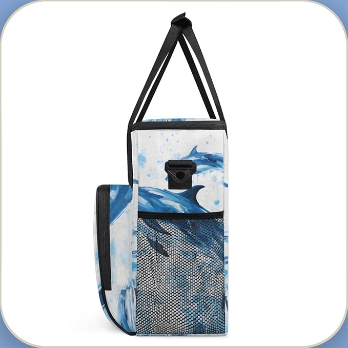 Dolphin Coffee Maker Carrying Bag Watercolor Dolphin Travel Storage Bag Compatible with K-Mini or K-Mini Plus Single Serve Coffee Brewer Carrying Case with Multiple Pockets &amp Shoulder Strap
