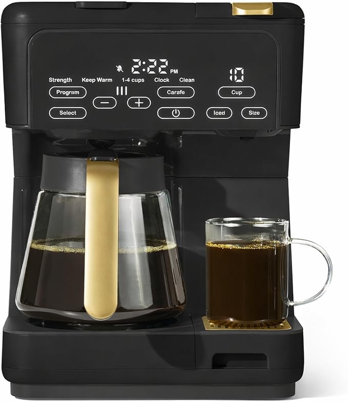 Multi Brew Coffee Maker with Single Serve and Carafe Brewing Options for Countertop Home Use (Black Sesame)