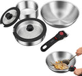 Stainless Steel Cookware Set 6pcs Wok Pots and Pans Set Non Stick with Detachable Handle Induction Cookware Set Kitchen Cooking Sets RV/Camping Cookware Dishwasher &amp Oven Safe6pcs