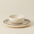 Casafina Ceramic Stoneware 3-Piece Place Setting Service for 1 Pacifica Collection Vanilla | Microwave &amp Dishwasher Safe Dinnerware Set | Food Safe Glazing | Restaurant Quality Tableware