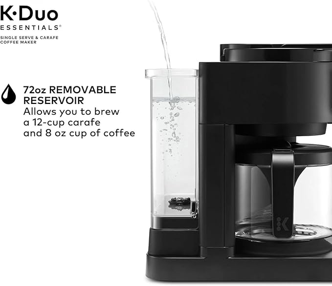 K-Duo Essentials Hot &amp Iced Single-Serve Coffee Maker with Carafe Dual Brew System for Pods &amp Ground Coffee Large Capacity Glass Carafe