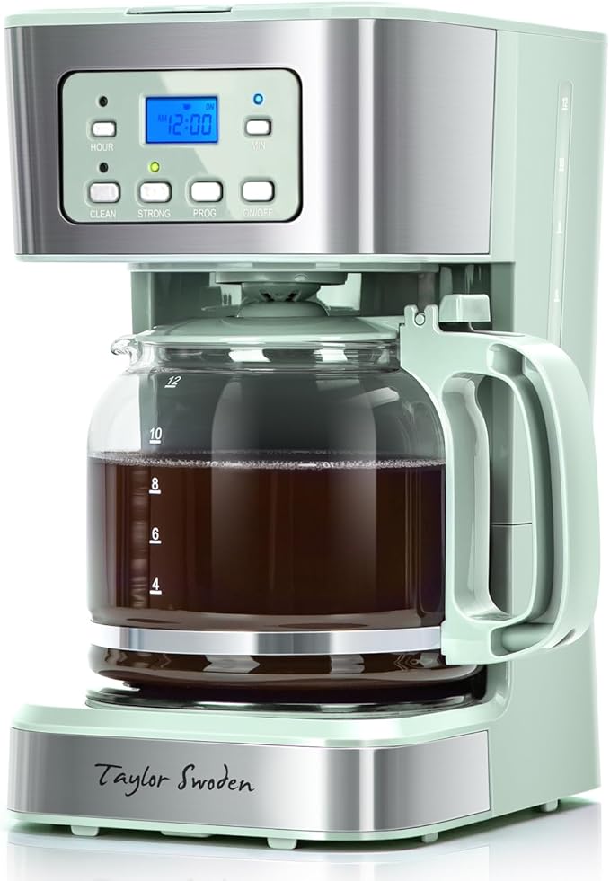 Taylor Swoden 12-Cup Programmable Coffee Maker and Aigostar Toaster 2 Slice Retro Toaster Stainless Steel 1.6 inch Extra Wide Slots Bread