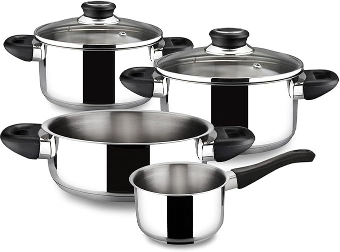 Magefesa Royal 6-Piece Stainless Steel Cookware Set Includes Stockpots Deep Sauté Pa and Saucepan Compatible with All Types of Stovetops Easy Cleaning Dishwasher Safe