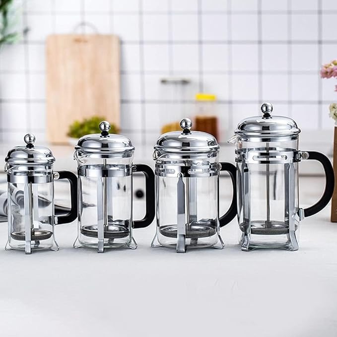 Press Coffee Maker Coffee Press CaffettiereCoffee MakerFrench Press Coffee Maker French Press Pot Easy to Clean French Press Filters Stainless Steel Double Wall Heat Resistant Glass No Residue Ea