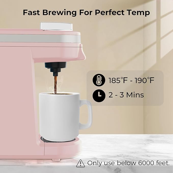 CHULUX Mini Coffee Maker for K Capsule Single Serve Coffee Maker for One Cup Americano Lightweight Pod Coffee Machine Dusty Rose