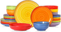 Selamica Ceramic Plates and Bowls Sets24 Pieces Dinnerware Sets for 6Scratch Resistant Dish Set for holiday gatheringDishwasher &amp Microwave Safe Dopamine