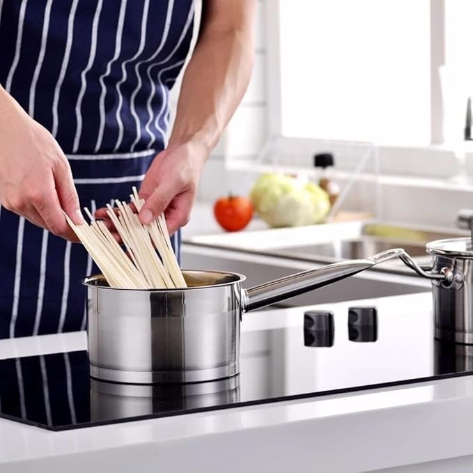 12-Piece Stainless Steel Cookware Set Nonstick Pots and Pans with Tempered Glass Lids Induction-Compatible Frying Pan Saucepans Casseroles