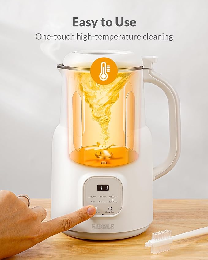 Automatic Nut Milk Maker 20oz Homemade Almond Oat Coconut Soy Plant Based Milks and Non-Dairy Beverages with Delay Start/Keep Warm/Self-Cleaning/Boil Water White