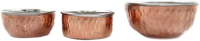 ibaexports Classic Indian Traditional 8 Piece Copper Tableware Dinner Set Collection Thali Bowls Utensils Health