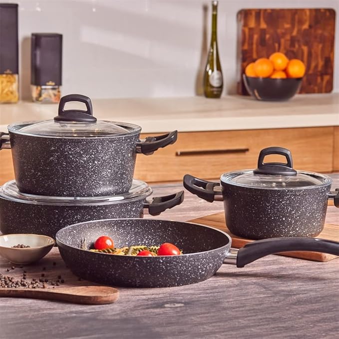 Cookware 7Pcs/ set Cookware Set Kitchenware Saucepan Cooking Pot and Pan Set Non- St?ck Granite Stainless Steel Kitchen