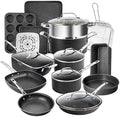 For 20-Piece Aluminum Ultra-Non-Stick Diamond Infused Cookware and Bakeware Set