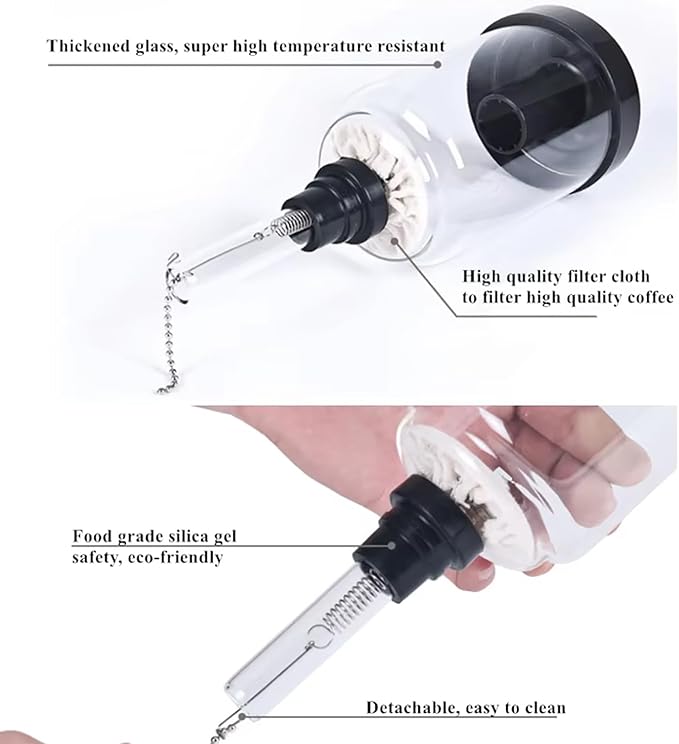 1-3 Cups Vacuum Glass Siphon Pot Tabletop Siphon Coffee Maker with Stainless Steel Heating Chassis Power 200-500W Adjustable and Automatic Timing Brewing for Coffee Shop Coffee Lover