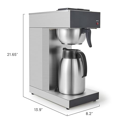 SYBO Commercial Coffee Makers 12 Cup Drip Coffee Maker Brewer with 74Oz thermal carafe Stainless Steel Cafetera SF-CB-1AA