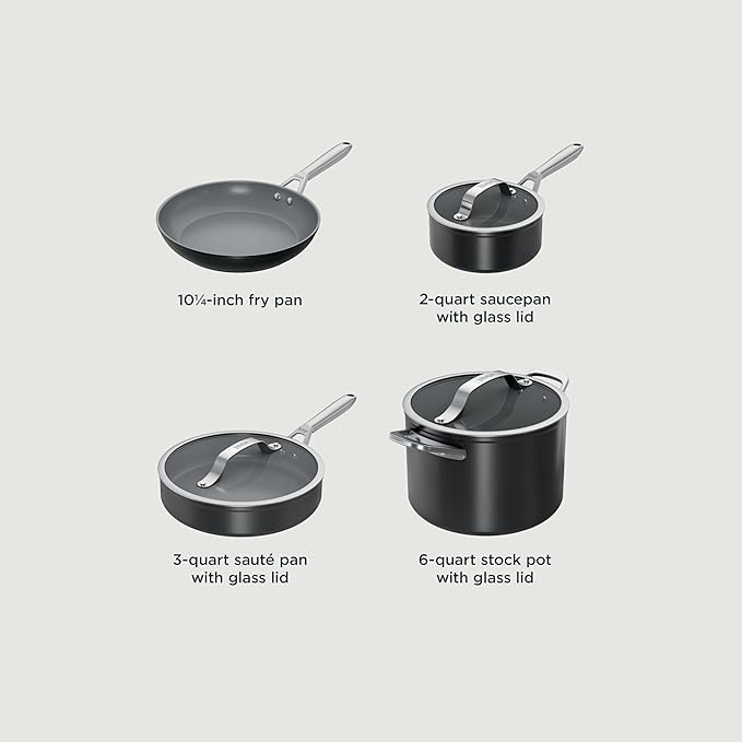 Ninja Ceramic Pro 7-Piece Cookware Set Non-Stick Pots &amp Pans Set with Glass Lids Nontoxic PTFE Free Ceramic Coated Oven Safe All Stovetops &amp Induction Compatible Black CW39007BK