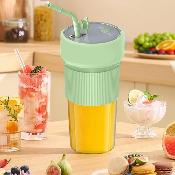 Portable Blender Cup 14Oz Mini Juicer Blender with 6 Blades Rechargeable Handheld Blender for Office Gym Travel