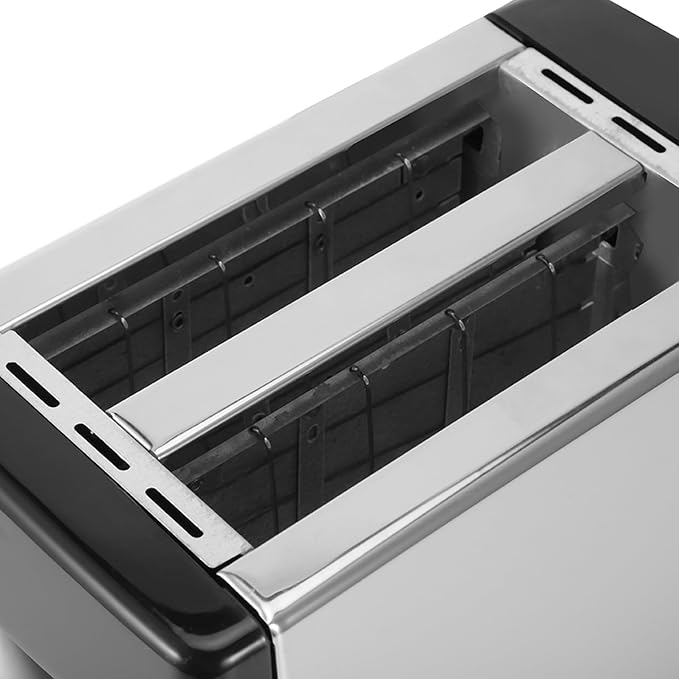 2 Slice Extra Wide Slot Toaster Stainless Steel Toaster Machine with 6 Toast Settings Removable Crumb Tray and Compact Design Perfect for Toasting Bread Bagels Waffles and Puff Pastry