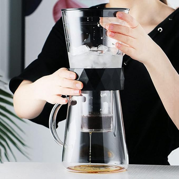 Habiba Iced Drip Coffee Maker Modern Cold Brew Coffee Maker 600ML/20.29oz Siphon Coffee Maker with Adjustable Water Flow Iced Coffee Maker for Home Office Reusable