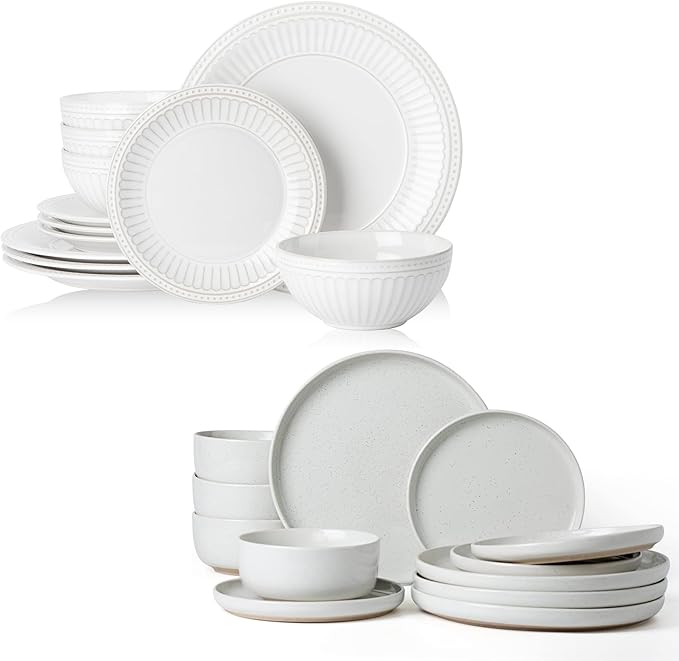 Famiware 24 Pieces Dinnerware Sets Dishes Set for 4 White