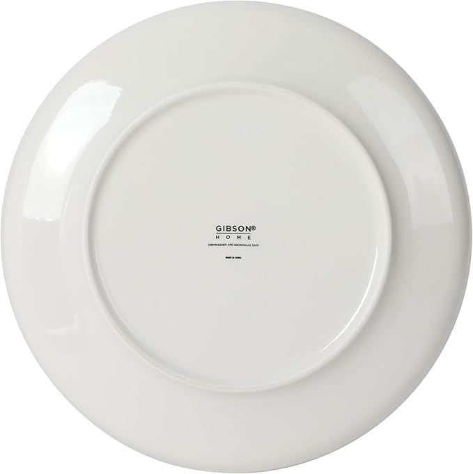 Gibson Home Havenstone 12-Piece Porcelain Dinnerware Set – Dinner Plates Salad Plates &amp Bowls Classic White With Black Rim Everyday Dish Set for Home Kitchen Microwave &amp Dishwasher Safe