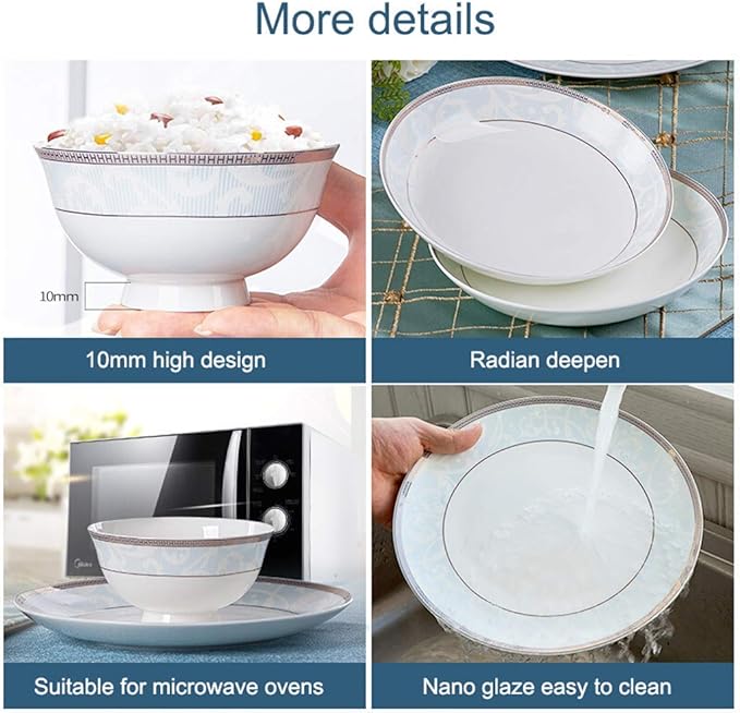 Ceramics Dinner Sets European Style 58 Pieces Dinnerware Set Bowl/Spoon/Plate - Family Party and Kitchen Restaurant