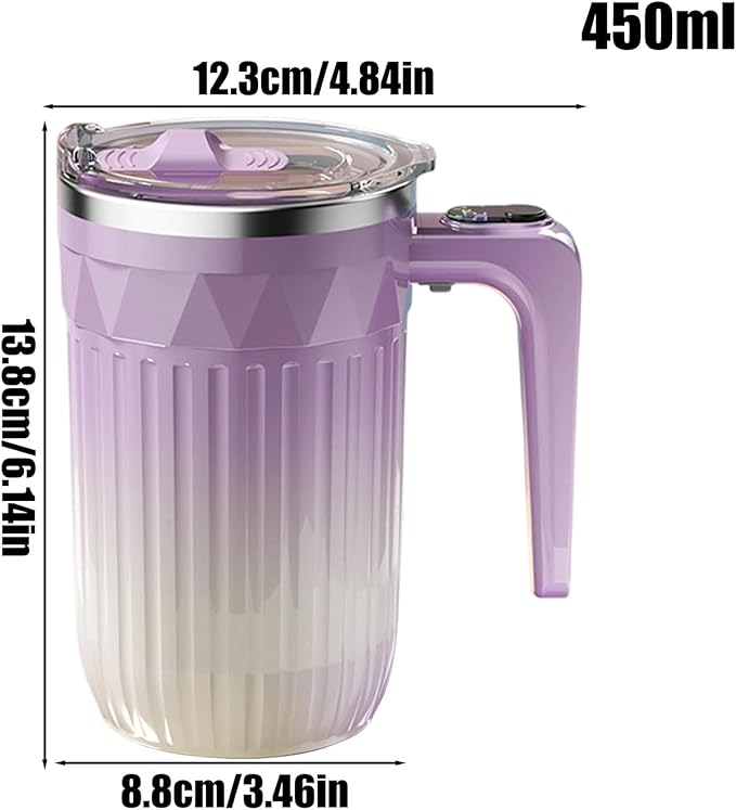 Rechargeable Self Stirring Cup - Electric Coffee Mug for Cocoa | High Torque Motor with Insulated Thermal Walls &amp Button for Birthday Busy Commuters Tea Lovers and Local Cafes