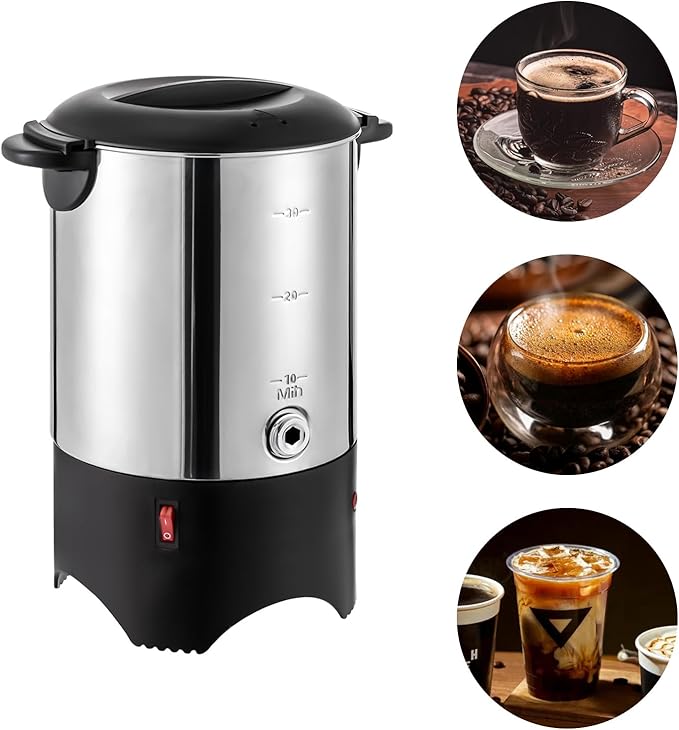 Commercial-Grade Stainless Steel Coffee Urn Machine – Large Capacity Hot Water Dispenser for Office &amp Catering Durable Brewer (silver 5.2L)