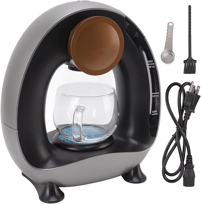 POCREATION Drip Coffee Maker Stainless Steel and Borosilicate Glass Quiet 240ml Water Tank Hand Washable Dishwasher Safe Suitable for Tea and Coffee Brewing Constant Temperature