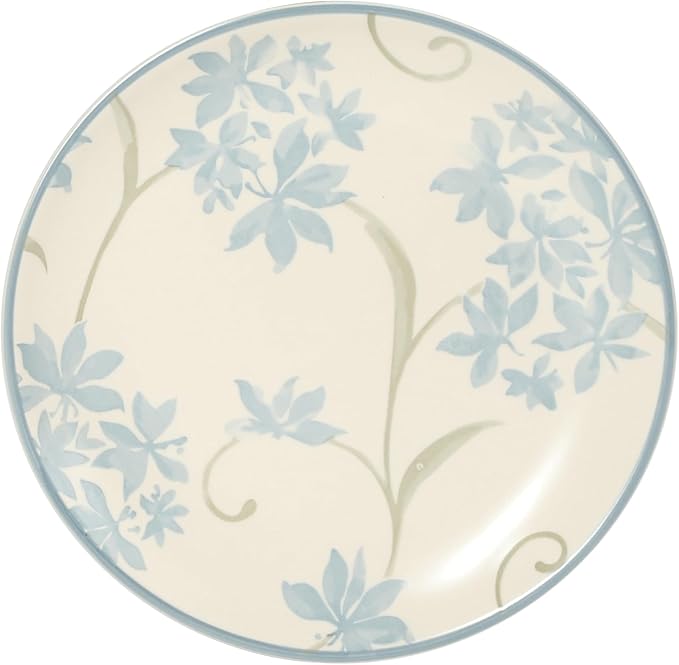 Gibson Home Admiral Hall 12-Piece Matte Stoneware Dinnerware Set – Dinner Plates Salad Plates &amp Bowls with Blue Floral Pattern Durable Everyday Dish Set Microwave &amp Dishwasher Safe