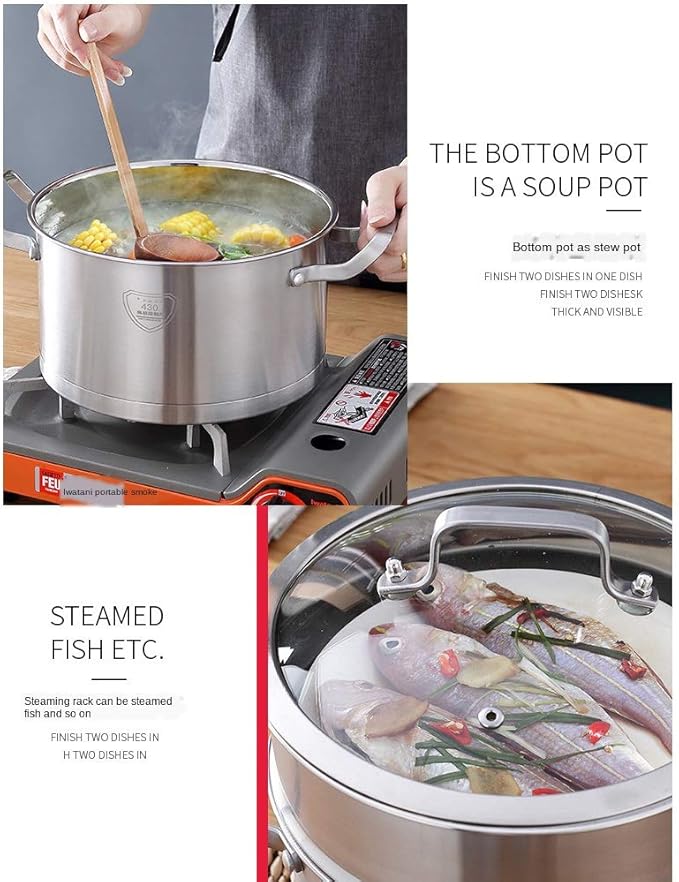 430 Stainless Steel Cookware Suit Double Bottom Pot Three Piece Set Kitchen Cookware Sets Pots for Cooking Cookware Set