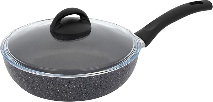 Henckels Everlift Granite 10-Piece Nonstick cookware set Made in Italy durable 3-layer granite-hued nonstick coating from recycled materials Oven safe to 400°F Dishwasher safe