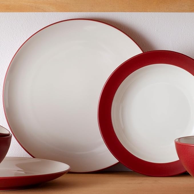 Noritake Colorwave Raspberry 12-Piece Coupe Dinnerware Set Service for 4