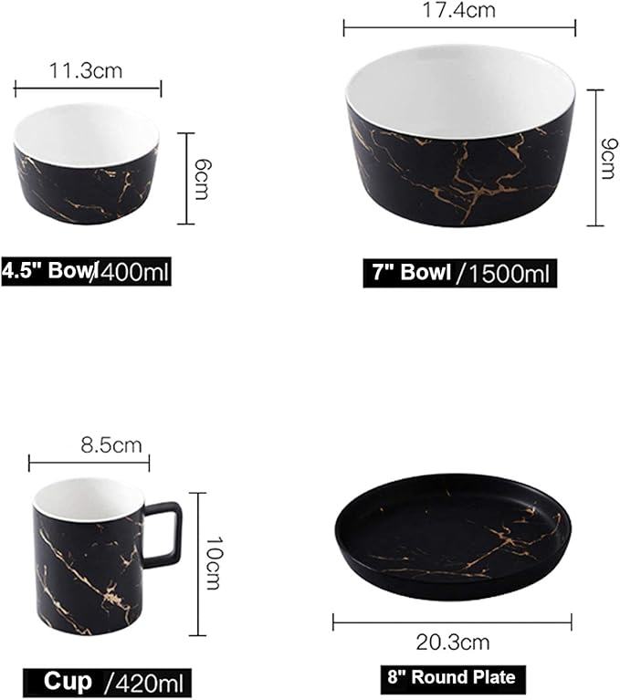 Dinnerware Set Porcelain Dinnerware Set Marble Dinner Set Microwave Oven Safe Plates And Bowls Set for Family Restaurant Party