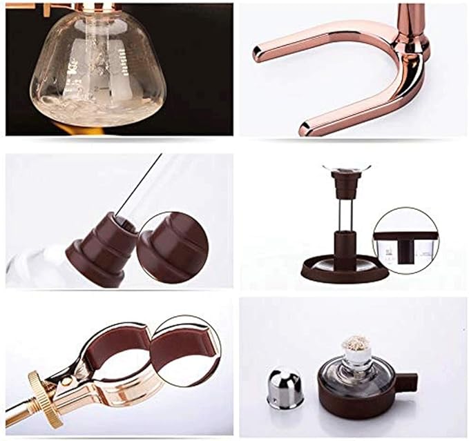 Coffee machine manual coffee pot siphon household siphon pot set glass coffee machine coffee machine manual grinder(E)
