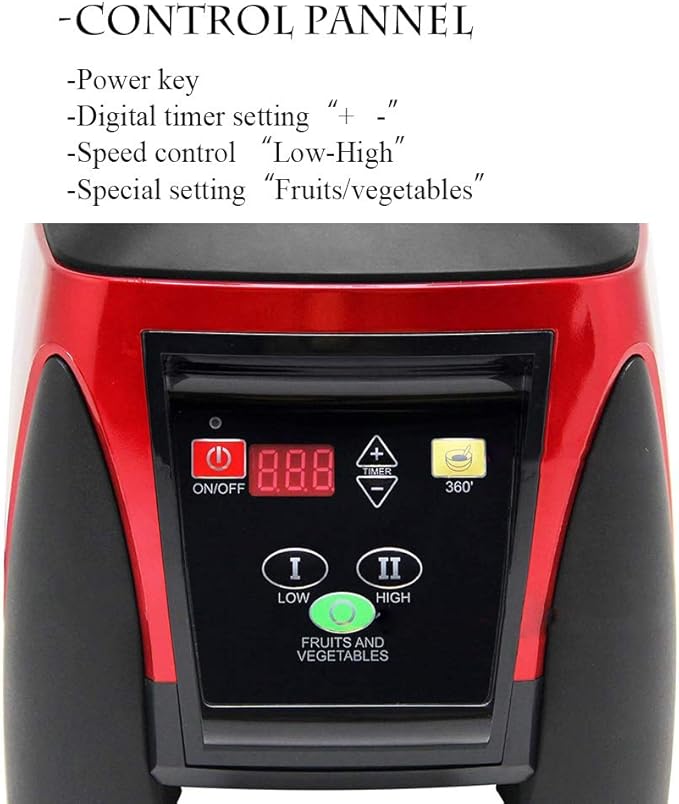 Huanyu Countertop Blender 68 oz 2200W with Speed Control Timer for Fruit Smoothie Ice Soy Milk Hot Soups Frozen Desserts Crush Mix Home Commercial G1100 2L (110V Red)
