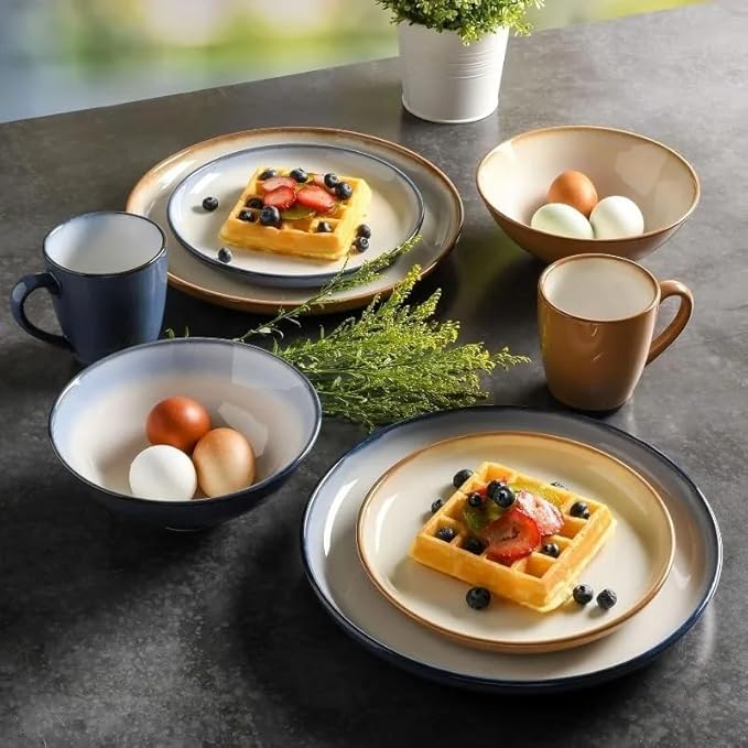 Family Hotel Tableware Stoneware Dinnerware Set Service for Four (16pcs) Dishes and Plates Sets