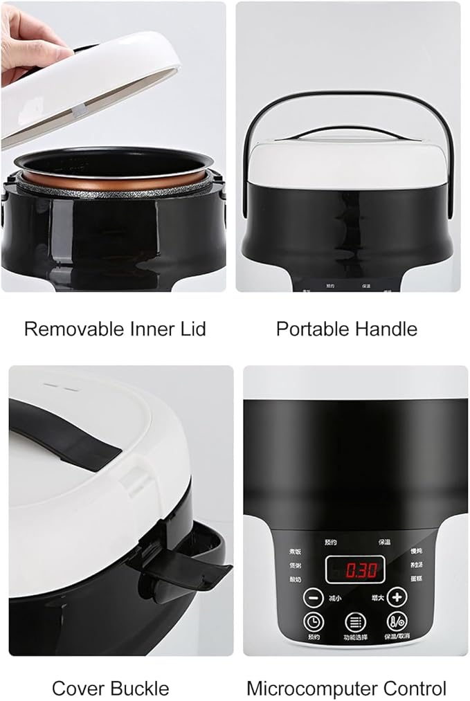 2L Car Rice Cooker Non Stick Liner 7 Stage Heat Control Mini Electric Rice Cooking Pot Travel Camping 12V 24V