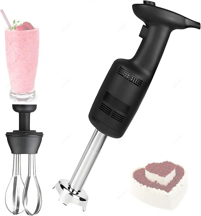 Low-Noise 270w Immersion Blender with Ergonomic Grip304 Stainless Steel Dual-Blade for EmulsifyPuree SmoothiesWhisk Optional Addawhisk
