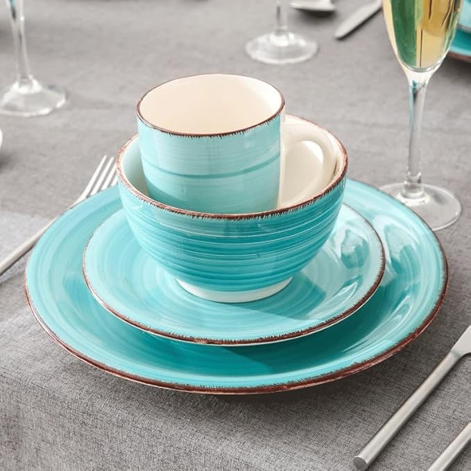 16-Pieces Porcelain Dinnerware Set Vintage Ceramic Plate Set with Dinner Plate Dessert Plate Bowl Mug Set