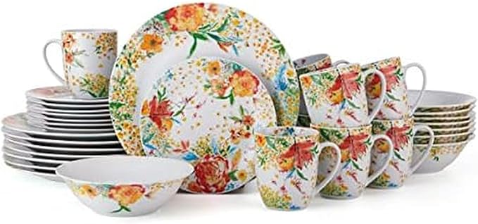 Fitz &amp Floyd Garden Delight 32 Piece Floral Dinnerware Set Service for 8 Multicolored