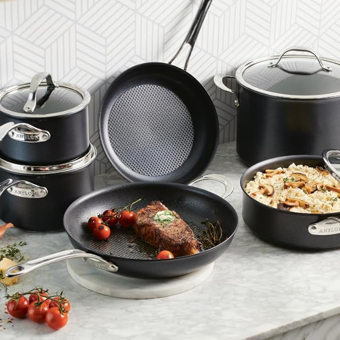 Anolon X Hybrid Nonstick Cookware Induction / Pots and Pans Set 10 Piece - Dark Gray