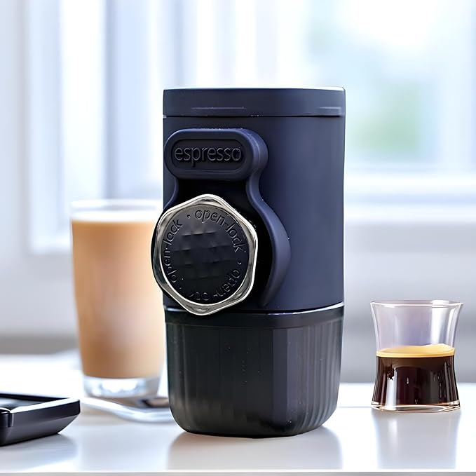 Portable Travel Coffee Maker Car Coffees Makers 1.46x1.1 Inches Machine with Hand-Pressed Grinder Reusable Coffee Maker Coffees Makers with Durable Build for Kitchen Camping and Outdoor Use