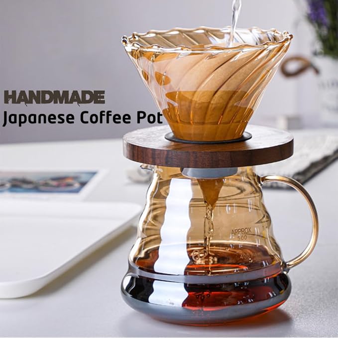 Pour Over Coffee Maker with 100 Coffee Filters 4-Cup Drip Coffee Maker Coffee Dripper Brewer High Heat Resistant Carafe also for Camping Hiking