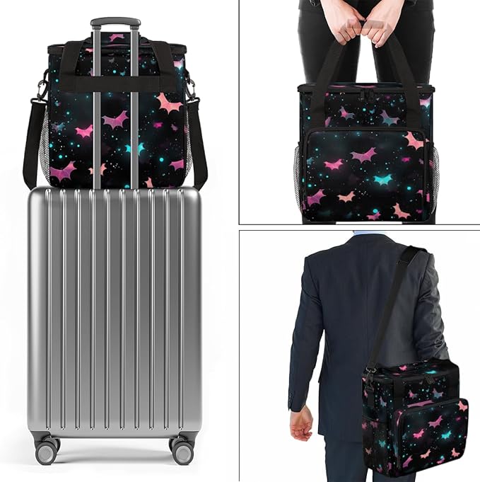 Gothic Bat Coffee Maker Carrying Bag Magical Bat Travel Storage Bag Compatible with K-Mini or K-Mini Plus Single Serve Coffee Brewer Carrying Case with Multiple Pockets &amp Shoulder Strap