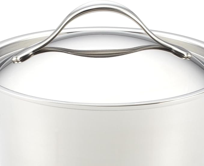 Anolon 77448 Nouvelle Stainless Steel Sauce Pan/Saucepan with Straining and Lid 3.5 Quart Silver